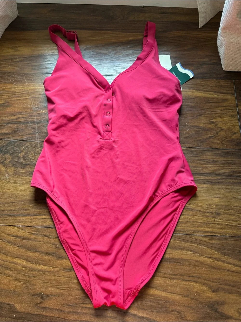 Pink High-Neck Button-Front Women's One-Piece Swimsuit target